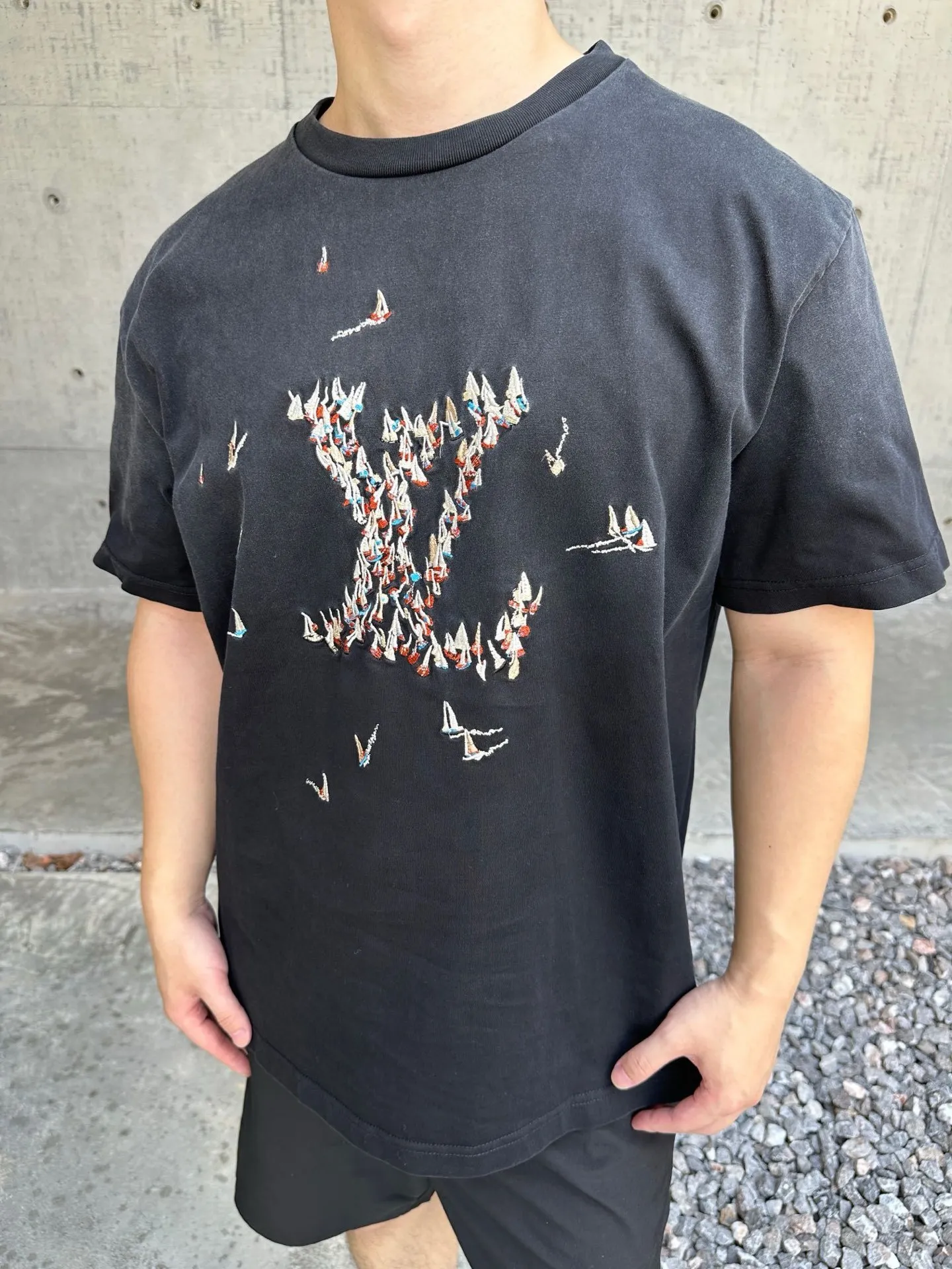 Louis Vuitton/Louis Vuitton Paper Crane Sailing Embroidered Short Sleeve